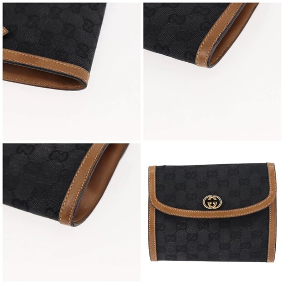 GUCCI GG Canvas Shoulder Bag Canvas Black Brown - Picture 8 of 14